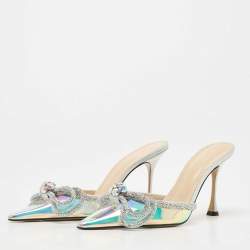 Pre Owned Mach & Mach Muliticolor PVC Crystal Embellished Slide Sandals Size 38.5