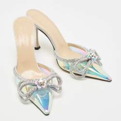 Pre Owned Mach & Mach Muliticolor PVC Crystal Embellished Slide Sandals Size 38.5