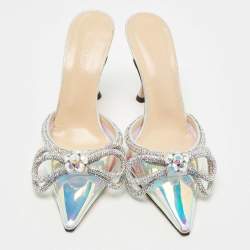 Pre Owned Mach & Mach Muliticolor PVC Crystal Embellished Slide Sandals Size 38.5