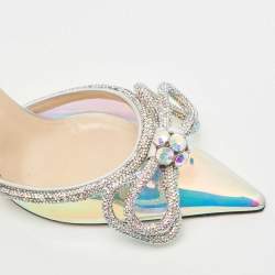 Pre Owned Mach & Mach Muliticolor PVC Crystal Embellished Slide Sandals Size 38.5