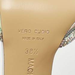 Pre Owned Mach & Mach Muliticolor PVC Crystal Embellished Slide Sandals Size 38.5