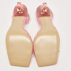 Pre Owned Mach & Mach Pink PVC and Patent Hearts Print Slingback Sandals Size 39