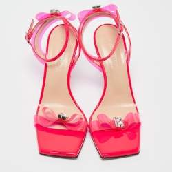 Pre Owned Mach & Mach Pink PVC and Patent French Bow Sandals Size 38.5 