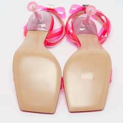 Pre Owned Mach & Mach Pink PVC and Patent French Bow Sandals Size 38.5 