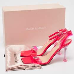 مملوكة مسبقًا Mach & Mach Pink PVC and Patent French Bow Square Toe Sandals Size 39