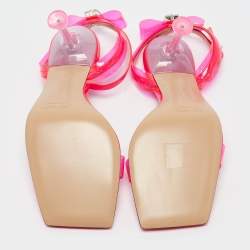 مملوكة مسبقًا Mach & Mach Pink PVC and Patent French Bow Square Toe Sandals Size 39