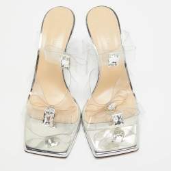 مملوكة مسبقًا Mach & Mach Transparent PVC French Triple Bow Sandals Size 40