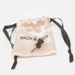 Pre Owned Mach & Mach Silver PVC and Patent Leather Crystals Embellished Slide Sandals Size 38