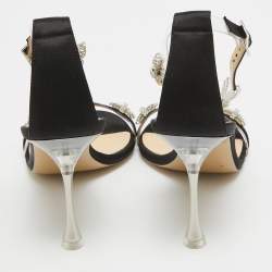 Mach & Mach Transparent PVC and Satin Floating Crystal Bow Sandals Size 39
