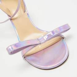 Pre Owned Mach & Mach Iridescent Purple Patent Leather and PVC French Bow Sandals Size 37.5