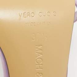 Pre Owned Mach & Mach Iridescent Purple Patent Leather and PVC French Bow Sandals Size 37.5