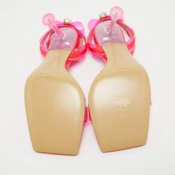 Mach & Mach Neon Pink PVC and Patent Leather French Bow Sandals Size 38