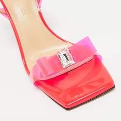 Mach & Mach Neon Pink PVC and Patent Leather French Bow Sandals Size 38