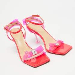 Mach & Mach Neon Pink PVC and Patent Leather French Bow Sandals Size 38