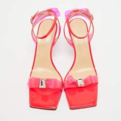 Mach & Mach Neon Pink PVC and Patent Leather French Bow Sandals Size 38