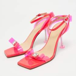 Mach & Mach Neon Pink PVC and Patent Leather French Bow Sandals Size 38