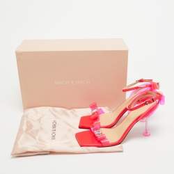 Mach & Mach Neon Pink PVC and Patent Leather French Bow Sandals Size 38
