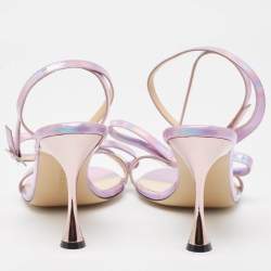 Mach & Mach Purple Iridescent Leather French Bow Sandals Size 40