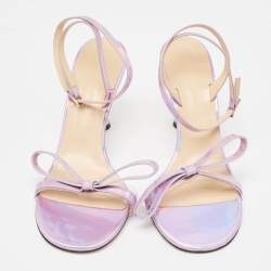 Mach & Mach Purple Iridescent Leather French Bow Sandals Size 40