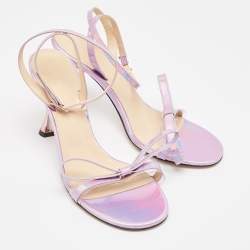 Mach & Mach Purple Iridescent Leather French Bow Sandals Size 40