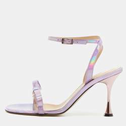 Mach & Mach Purple Iridescent Leather French Bow Sandals Size 39