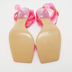 Mach & Mach Neon Pink PVC and Patent Leather French Bow Sandals Size 36