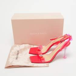 Mach & Mach Neon Pink PVC and Patent Leather French Bow Sandals Size 40.5 