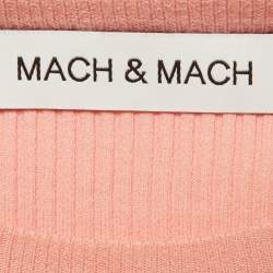 Pre Owned Mach & Mach Pink Rib Knit Cut-Out Crystal Bow Maxi Dress XS