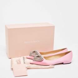 مملوكة مسبقًا Mach & Mach Pink Satin Triple Heart Ballet Flats Size 38