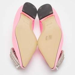 مملوكة مسبقًا Mach & Mach Pink Satin Triple Heart Ballet Flats Size 38