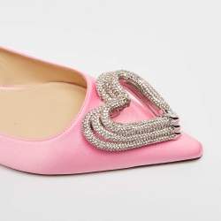 مملوكة مسبقًا Mach & Mach Pink Satin Triple Heart Ballet Flats Size 38