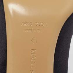 Pre Owned Mach & Mach Black Satin Triple Heart Pumps Size 41