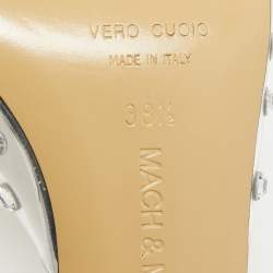 Pre Owned Mach & Mach Transparent PVC Crystal Embellished Mules Size 38.5