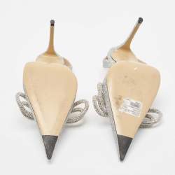 Pre Owned Mach & Mach Silver Glitter Double Bow Pumps Size 39