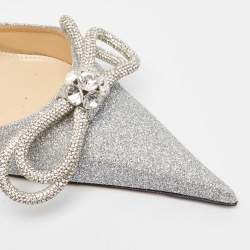 Pre Owned Mach & Mach Silver Glitter Double Bow Pumps Size 39