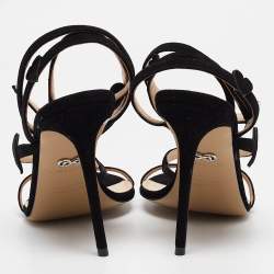 Mach & Mach Black Suede Petit Coeur Sandals Size 39