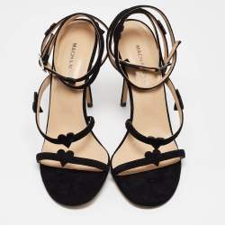 Mach & Mach Black Suede Petit Coeur Sandals Size 39