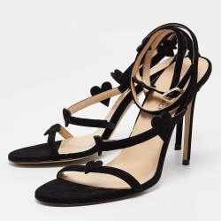 Mach & Mach Black Suede Petit Coeur Sandals Size 39