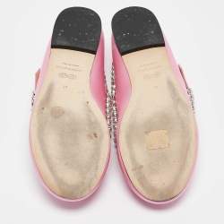 Pre Owned Mach & Mach Pink Satin Audrey Ballet Flats Size 41