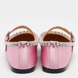 Pre Owned Mach & Mach Pink Satin Audrey Ballet Flats Size 41