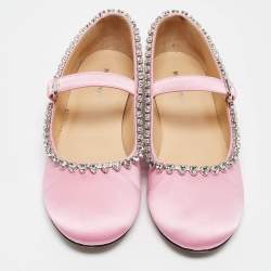 Pre Owned Mach & Mach Pink Satin Audrey Ballet Flats Size 41