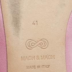 Pre Owned Mach & Mach Pink Satin Audrey Ballet Flats Size 41