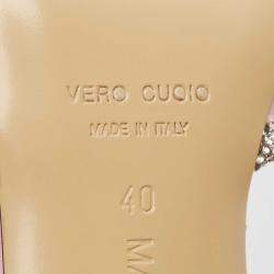 Pre Owned Mach & Mach Pink Satin Crystal Embellished Double Bow Pumps Size 40