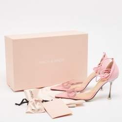 مملوكة مسبقًا صندل ماك أند ماك بي في سي وجلد وردي مزخرف كريستال مقدمة مدببة بحزام للكاحل مقاس 39