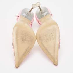 مملوكة مسبقًا صندل ماك أند ماك بي في سي وجلد وردي مزخرف كريستال مقدمة مدببة بحزام للكاحل مقاس 39