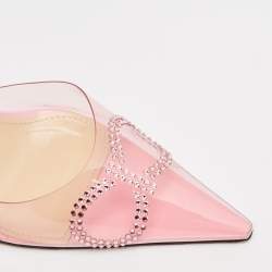 مملوكة مسبقًا صندل ماك أند ماك بي في سي وجلد وردي مزخرف كريستال مقدمة مدببة بحزام للكاحل مقاس 39