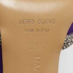 مملوكة مسبقًا Mach & Mach Purple Satin Crystal Embellished Double Bow Pumps Size 38.5