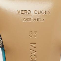 Pre Owned Mach & Mach Blue PVC Crystal Embellished Double Bow Mules Size 38