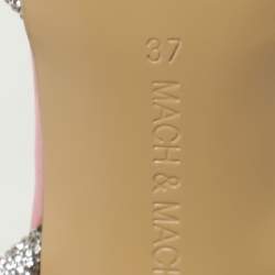 Pre Owned Mach & Mach Pink Satin Crystal Embellished Double Bow Pumps Size 37