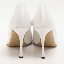 Pre Owned Mach & Mach White Satin Triple Heart Pumps Size 40